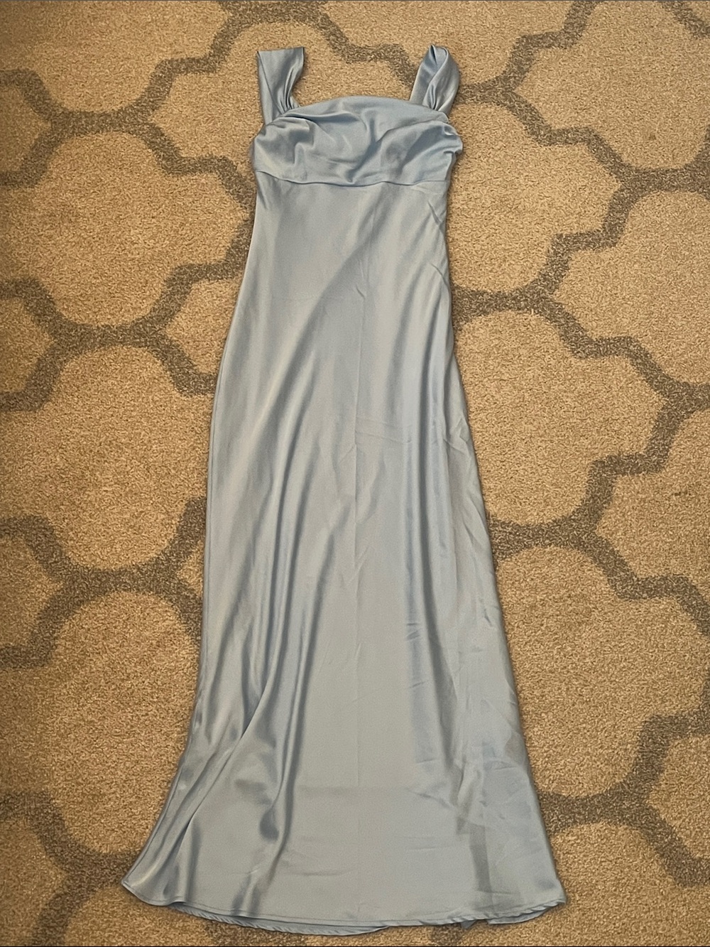 Light Blue Satin Maxi Dress